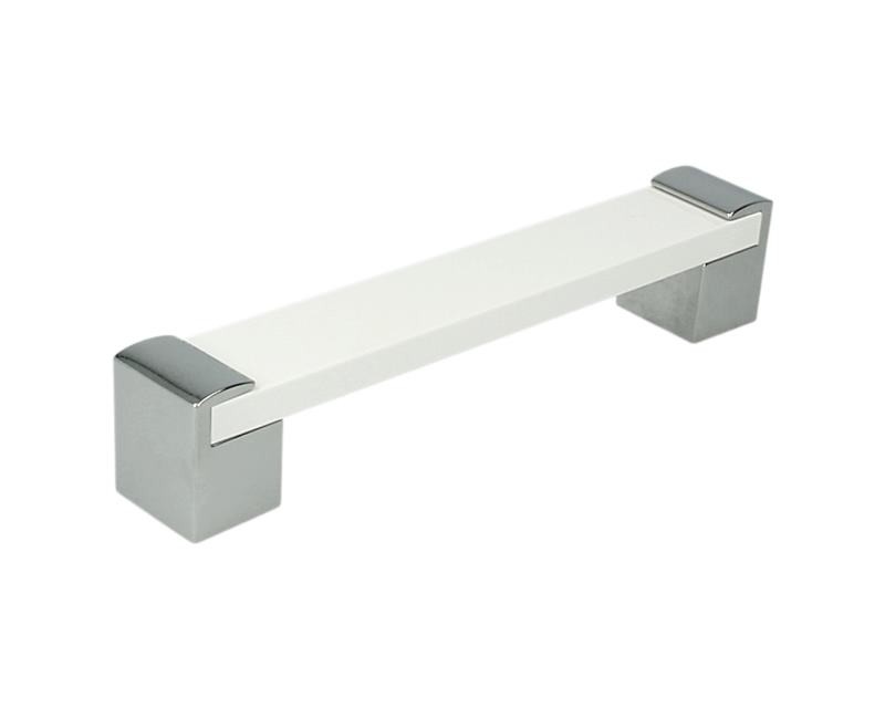Uchwyt meblowy GAUA66 chrom połysk + biały połysk rozstaw 160mm